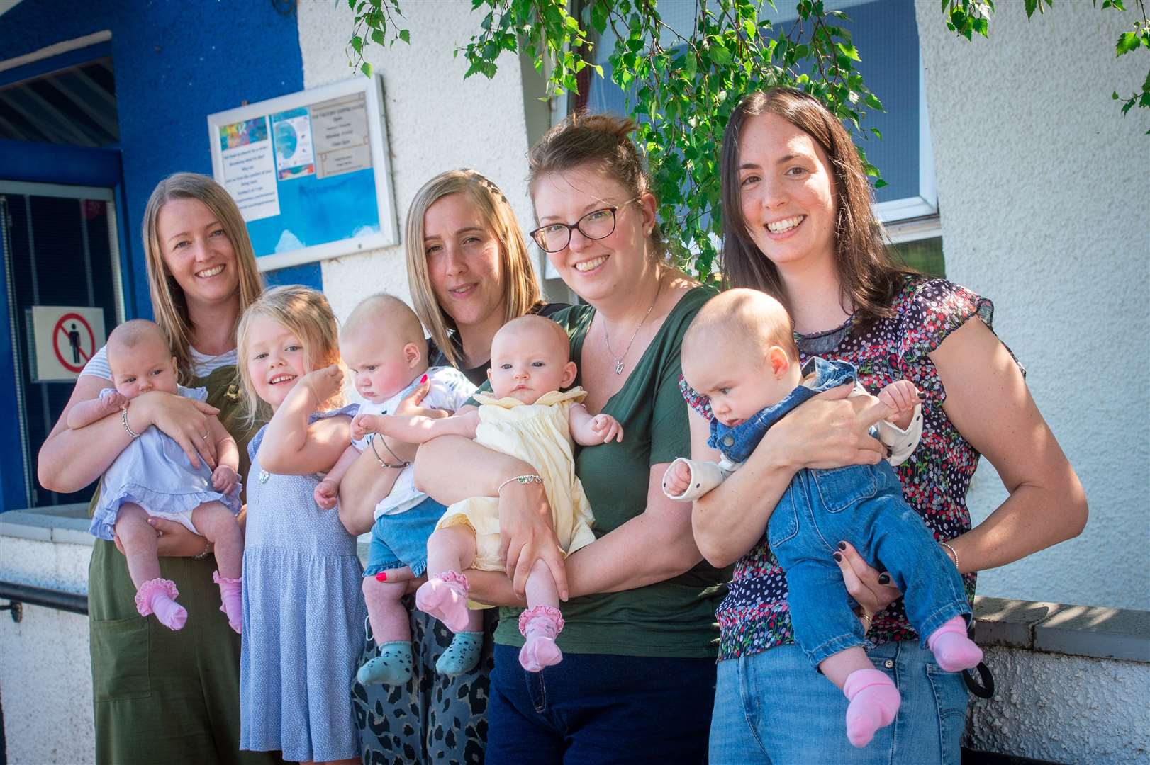 Midwife Natasha Niven has been doing antenatal education initiatives for pregnant women during lockdown. Caroline Riley with Hallie and Mila, Jen MacDonald and Andi, Odette Ashman and Charlette, Sarah Smith and Libby. Picture: Callum Mackay