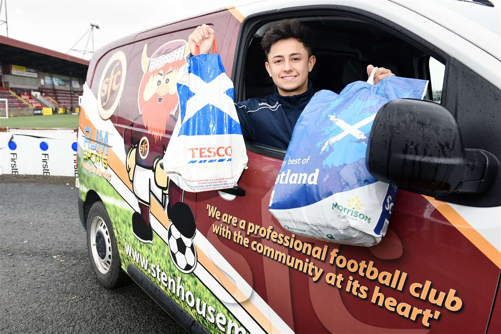HOME ADVANTAGE: Stenhousemuir players brought food directly to people’s houses.