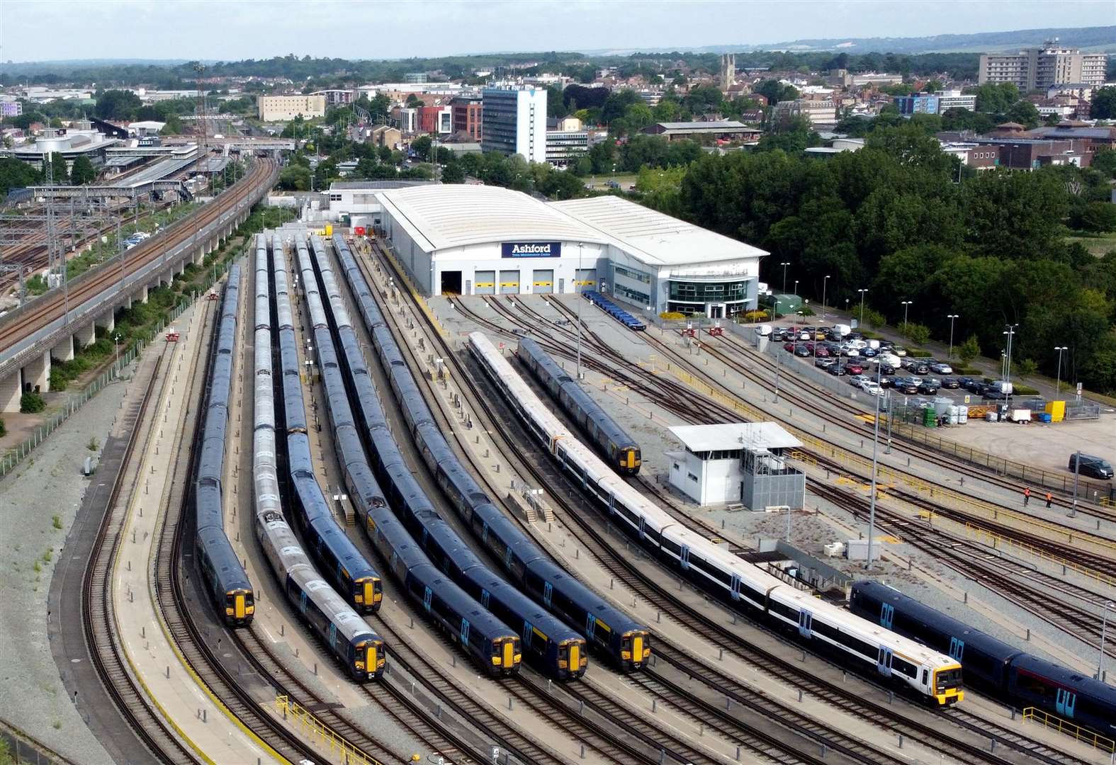 Southeastern trains sit in sidings in Ashford, Kent (Gareth Fuller/PA)