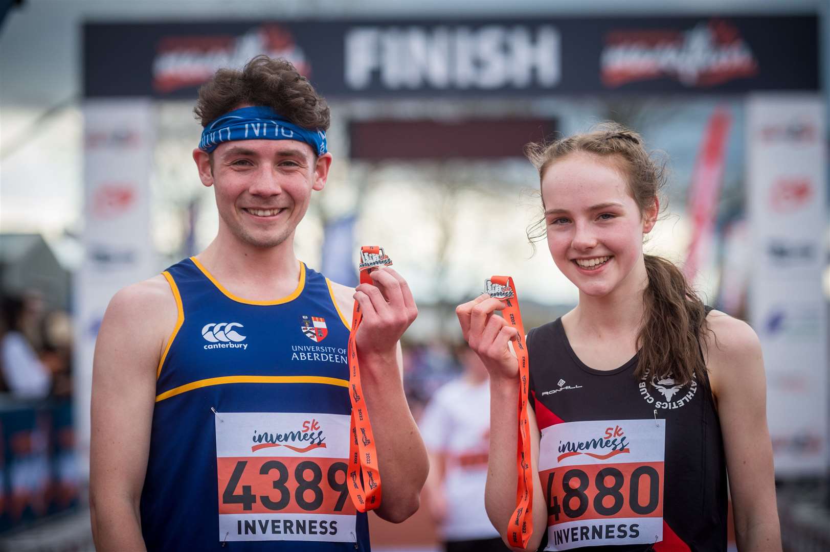 Luke Nelson of University of Aberdeen Athletics Club and Caitlyn Heggie of Ross County Athletics Club were men's and women's titles at Inverness 5K. Picture: Callum Mackay