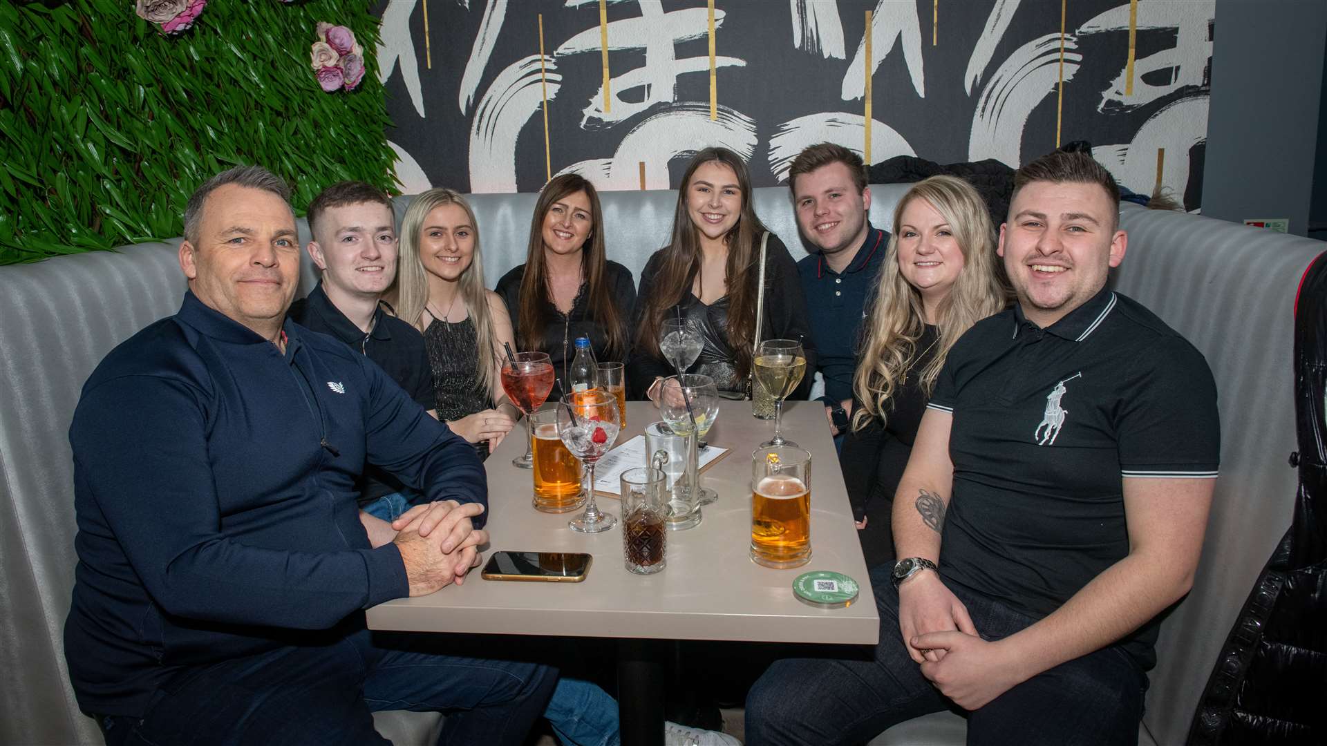 City Seen 19022022..Kiera Logan (third left) who is at Uni in Inverness having a night out wtih family and friends...Picture: Callum Mackay..