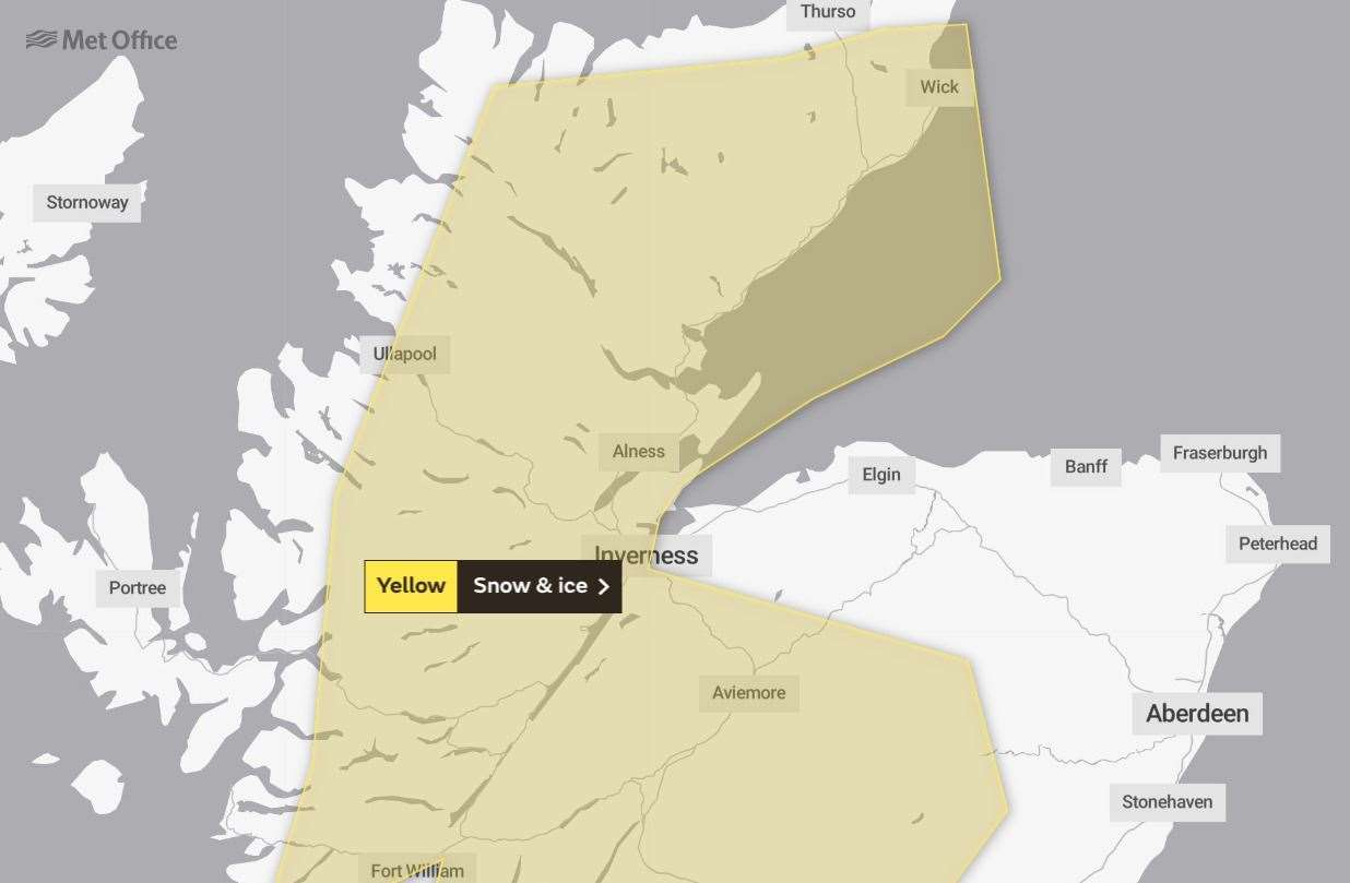The weather warning which has been issued by the Met Office which lasts from Wednesday evening until Thursday morning.
