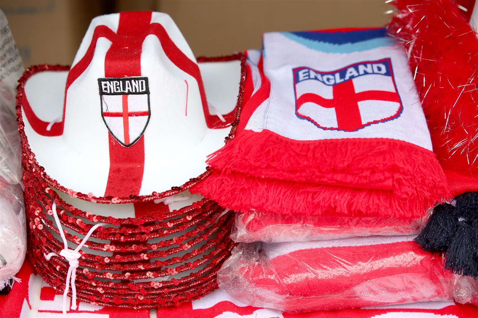 England merchandise on sale outside Wembley Stadium (Nick Potts/PA)