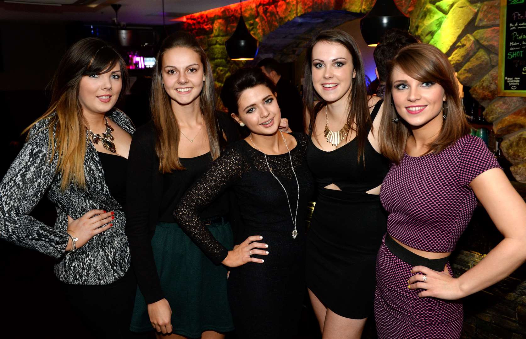 Girls enjoy a night at The Den , (left) Kayleigh McCourt , Tanya Gollar , Linzi Oliver , Trini Graham-Stewart (correct) and Rachel Macdonald. Picture: Gary Anthony.