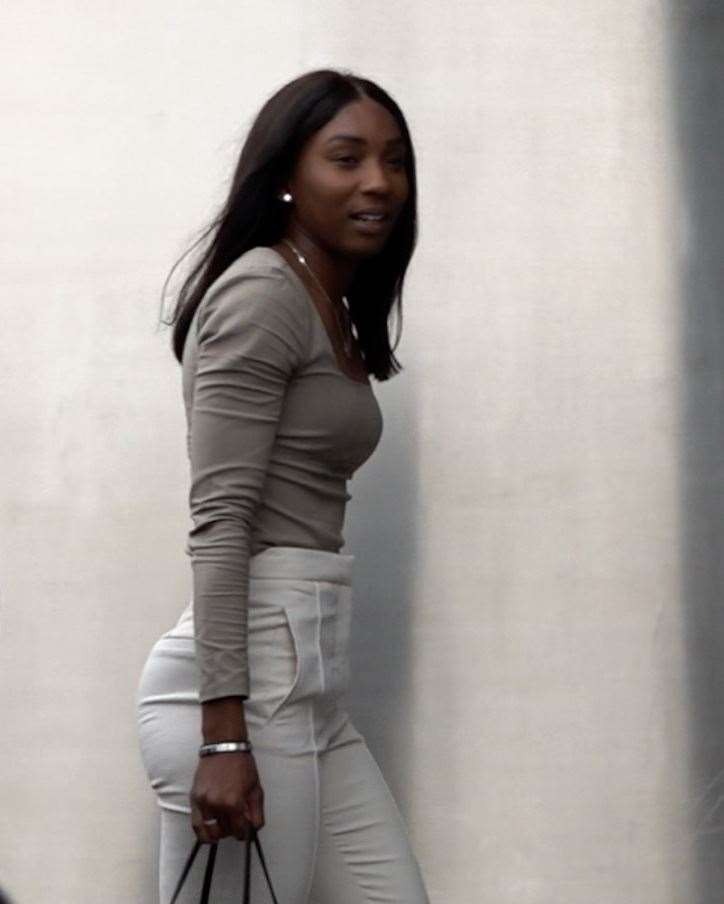 Screen grab taken from PA Video of Bianca Williams outside Palestra House, central London, for the gross misconduct hearing of five Metropolitan Police officers (Tony Farag/PA)