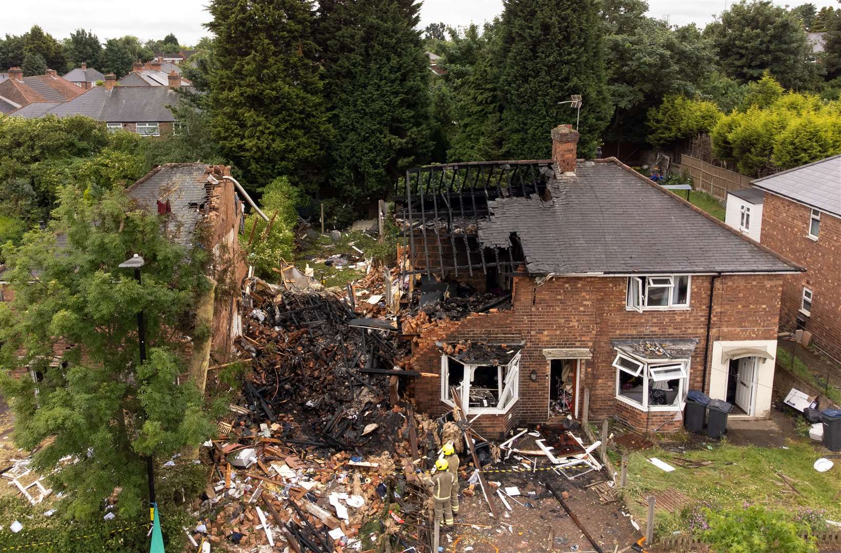 The scene of devastation in Dulwich Road, Kingstanding (Joe Giddens/PA)