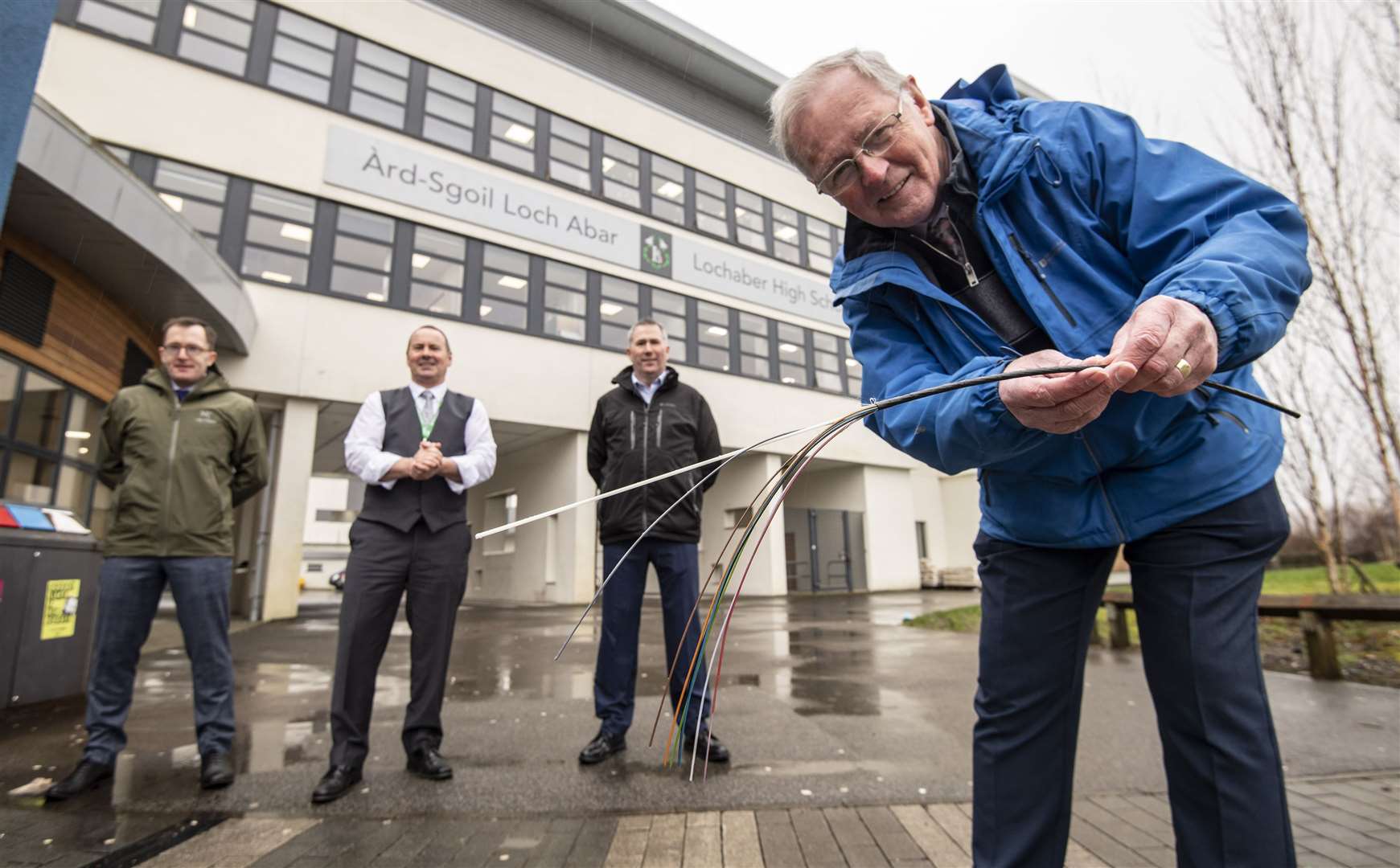(left to right) Michael Kelly, UK Government’s Department of Culture, Media and Sport, Lochaber High School Head Teacher Scott Steele, HIE’s Scott Dingwall and Chair of Highland Council’s Strategic Communities and Place Committee, Cllr Allan Henderson.