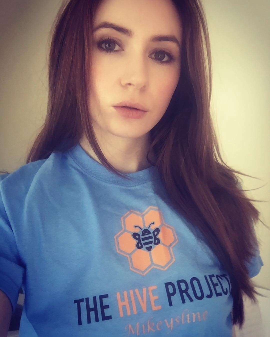Karen Gillan posted a picture of herself in a Hive Project t-shirt to promote its work.
