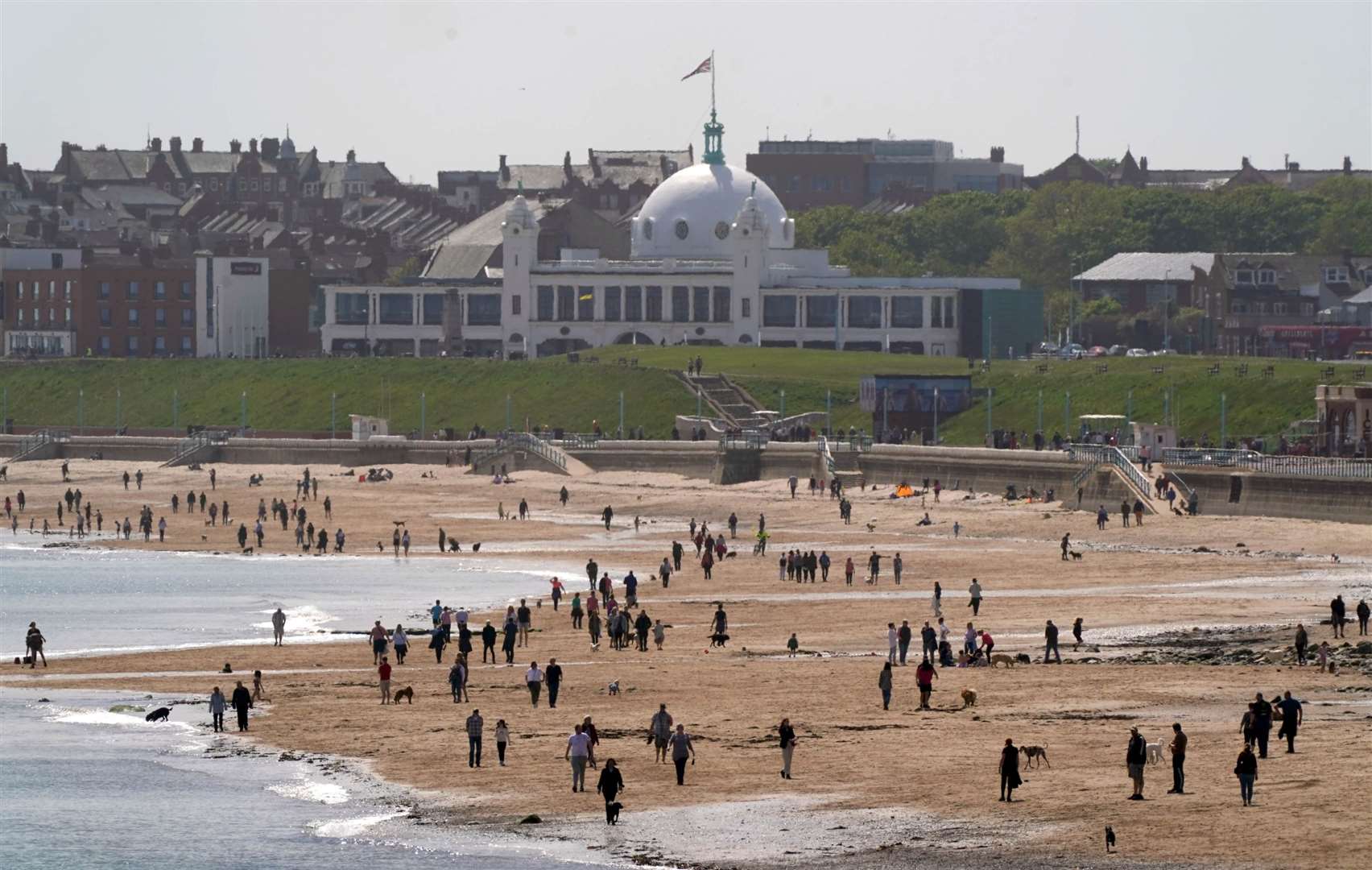 The sun was shining the length and breadth of Britain, and people enjoyed the weather on Whitley Bay beach on the north-east coast (Owen Humphreys/PA)