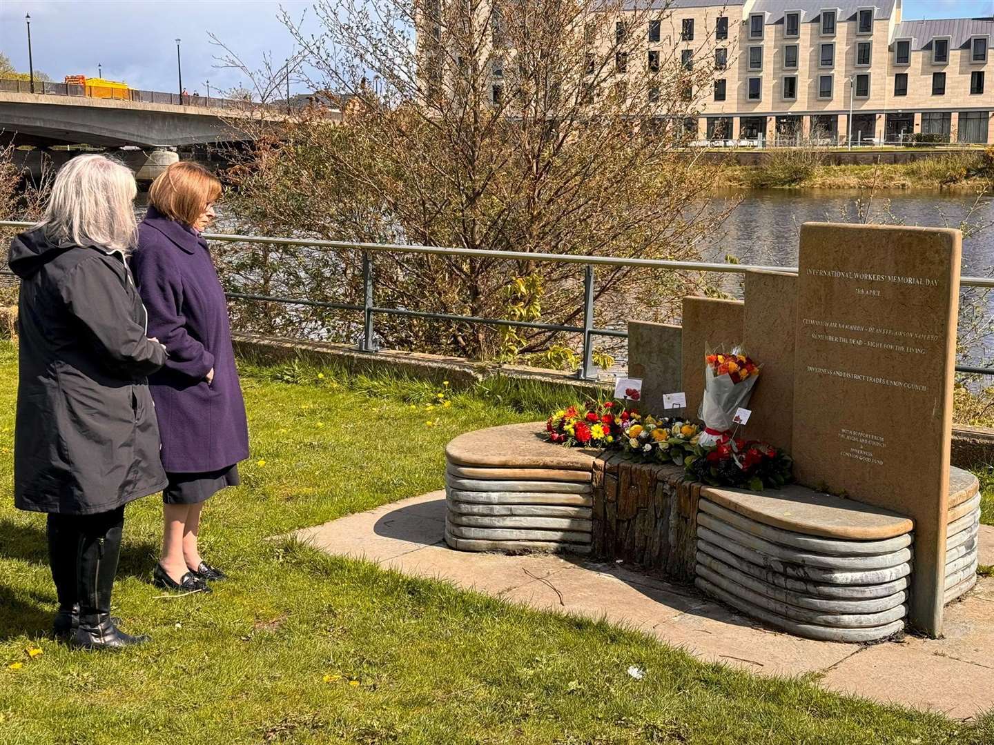 Rhoda Grant MSP was joined by Cllr Bet McAllister as flowers and wreaths were laid at the memorial.