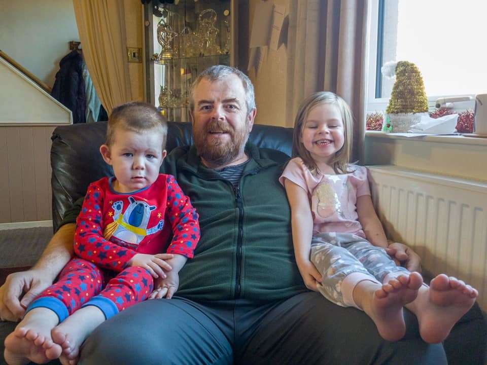 Don Johnstone with his niece and nephew, Noah and Robyn, after losing the weight, 2016.