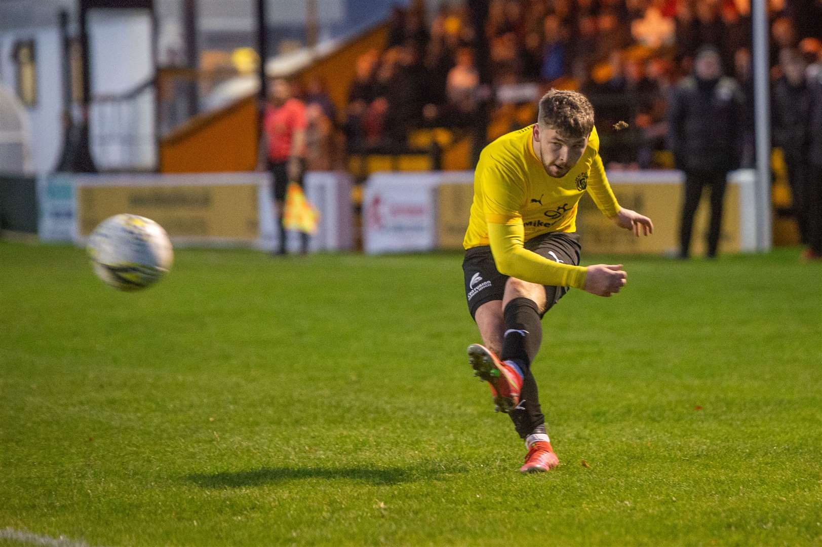 Nairn’s Ciaran Young in action during a poor team performance against Keith. Picture: Callum Mackay
