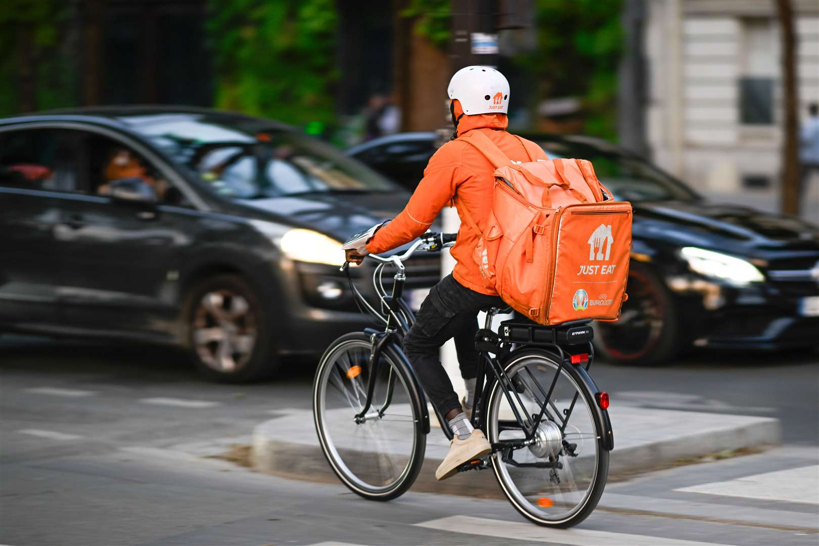 A courier on a delivery run.