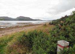 Looking towards The Mound from the point with the hills of Ben Tarvie and Cnoc Odhar in view across Loch Fleet.