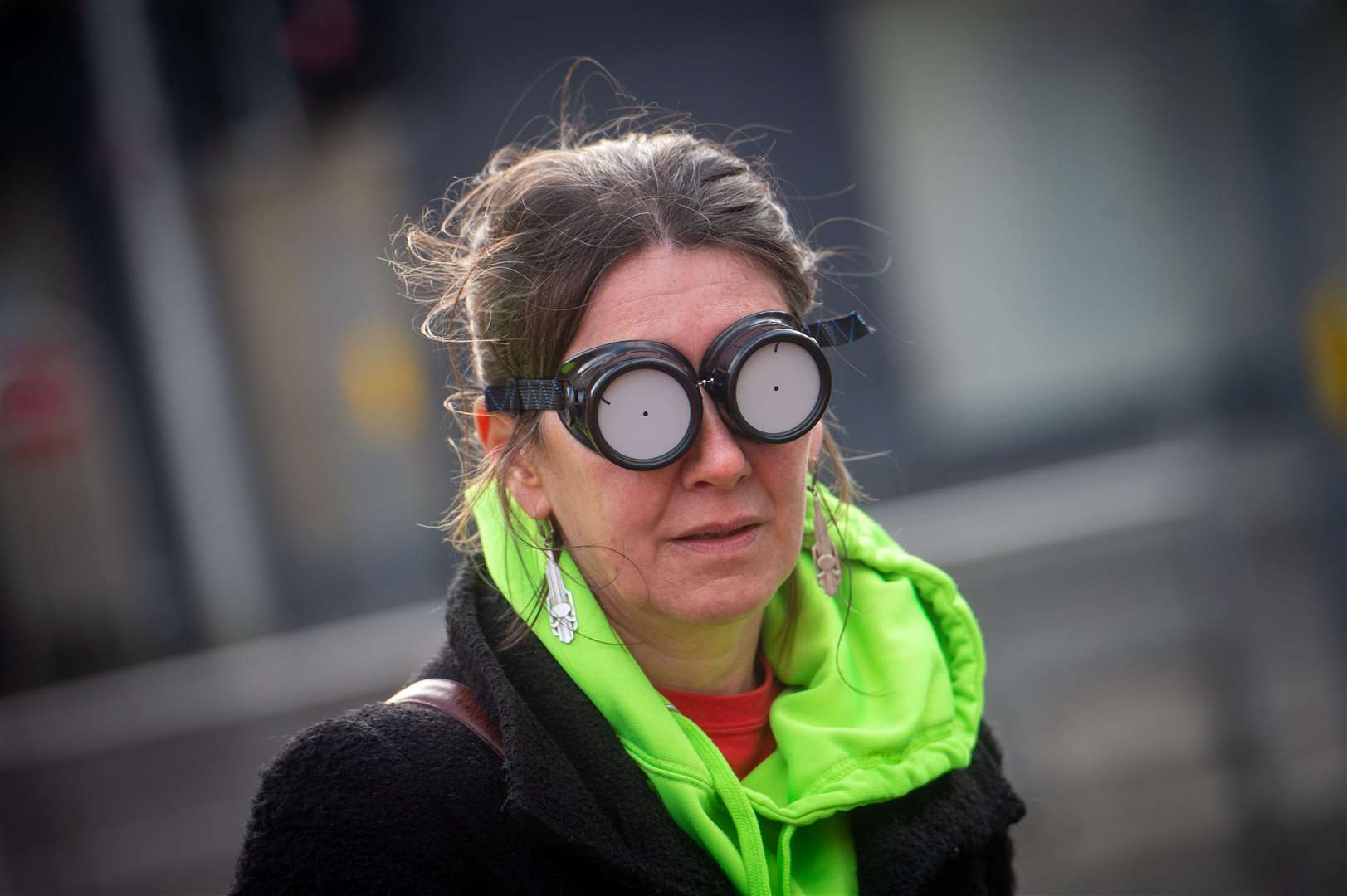 Emma Thomas, of Inspiring Young Voices – formerly Highland Children and Young People’s Forum – wore special glasses during the challenge.