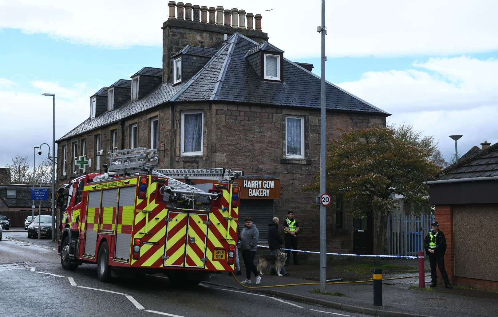 A fire vehicle and police attend Grant Street.PICTURE: JAMES MACKENZIE