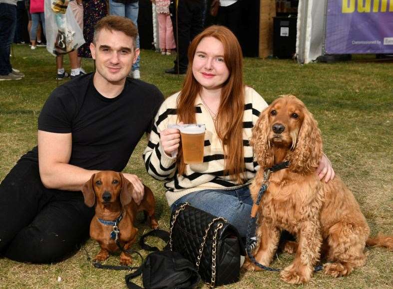 Rory Carson, Ailsa McDougall, Odie the dachshund and Oliver the cocker spaniel.