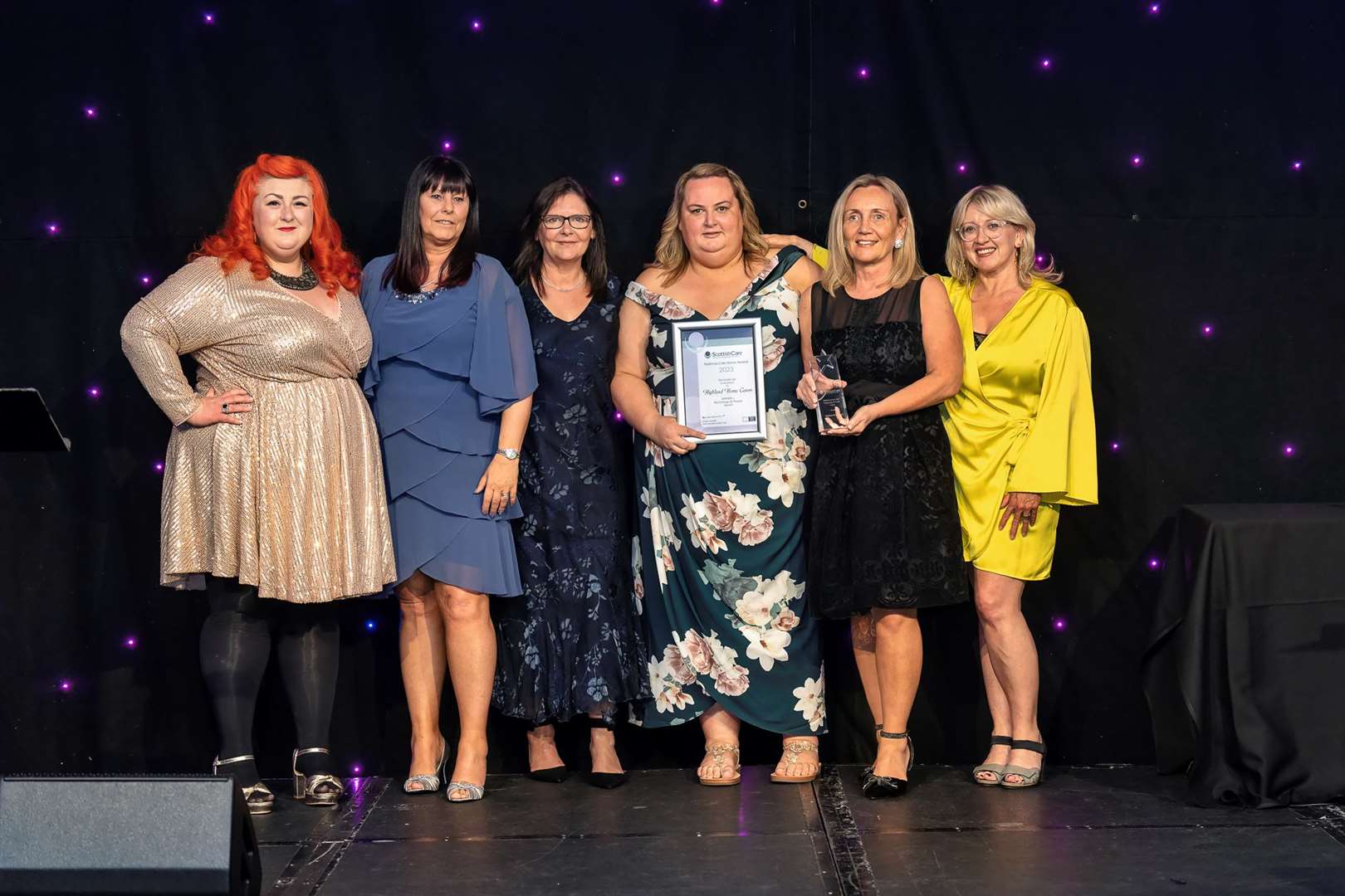 At the awards with Michelle McManus (singer/compere, left), Sandra Clark, Carolanne Mainland, Tina Simpson, Gillian Murphy and Nicola Cooper.