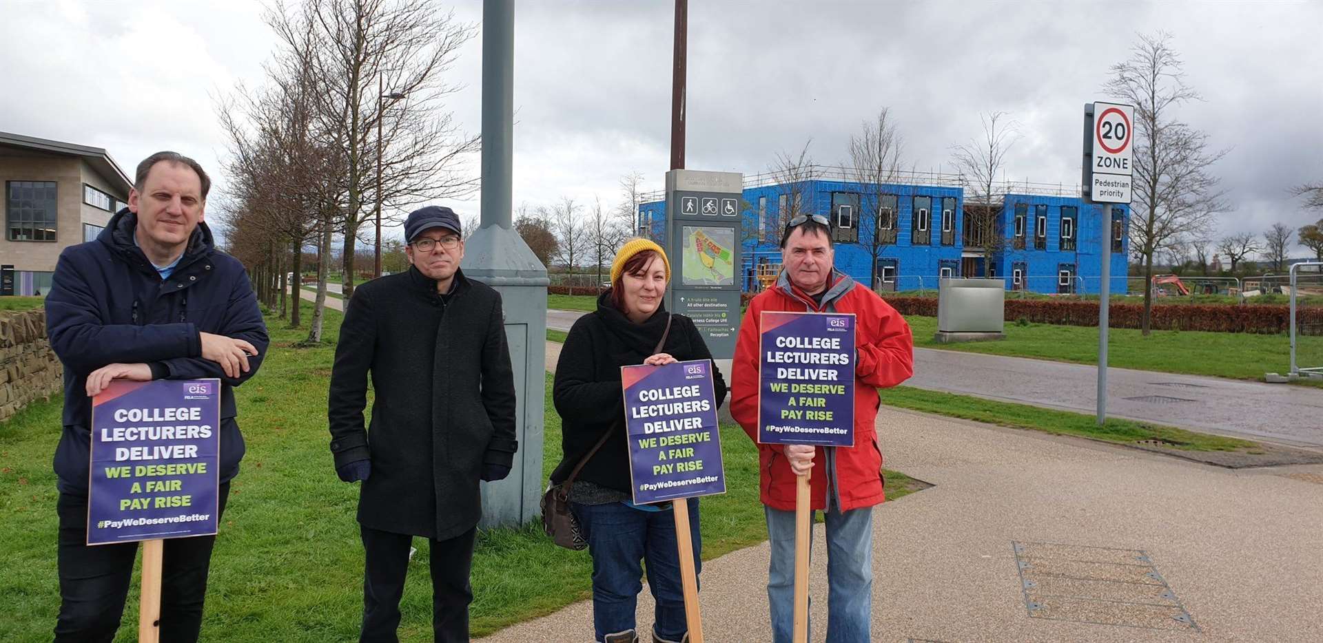 Lecturers at UHI Inverness showing solidarity with EISFela colleagues across Scotland