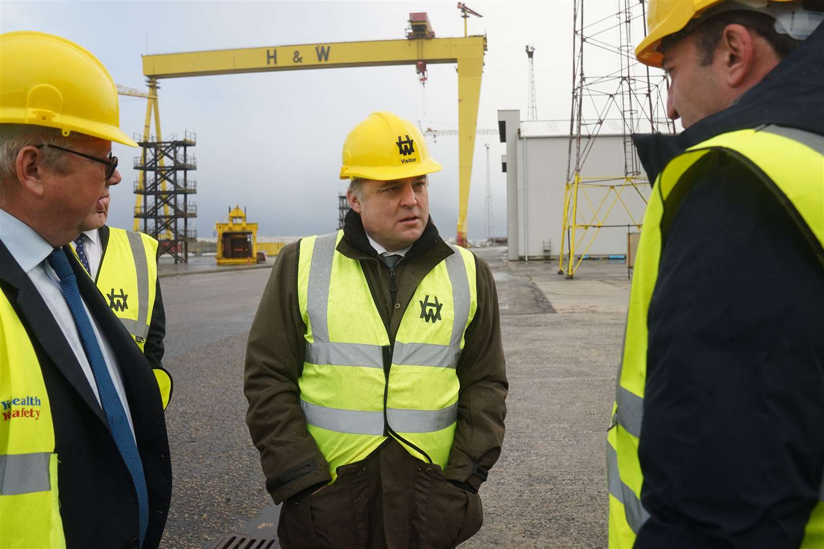 Defence Secretary Ben Wallace during a visit to Harland & Wolff shipyard factory in Belfast. (Brian Lawless/PA)