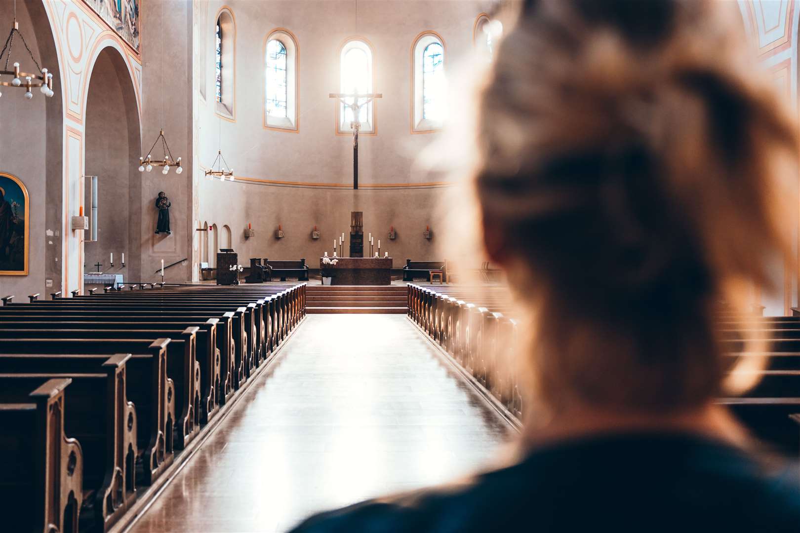 Woman in a church.
