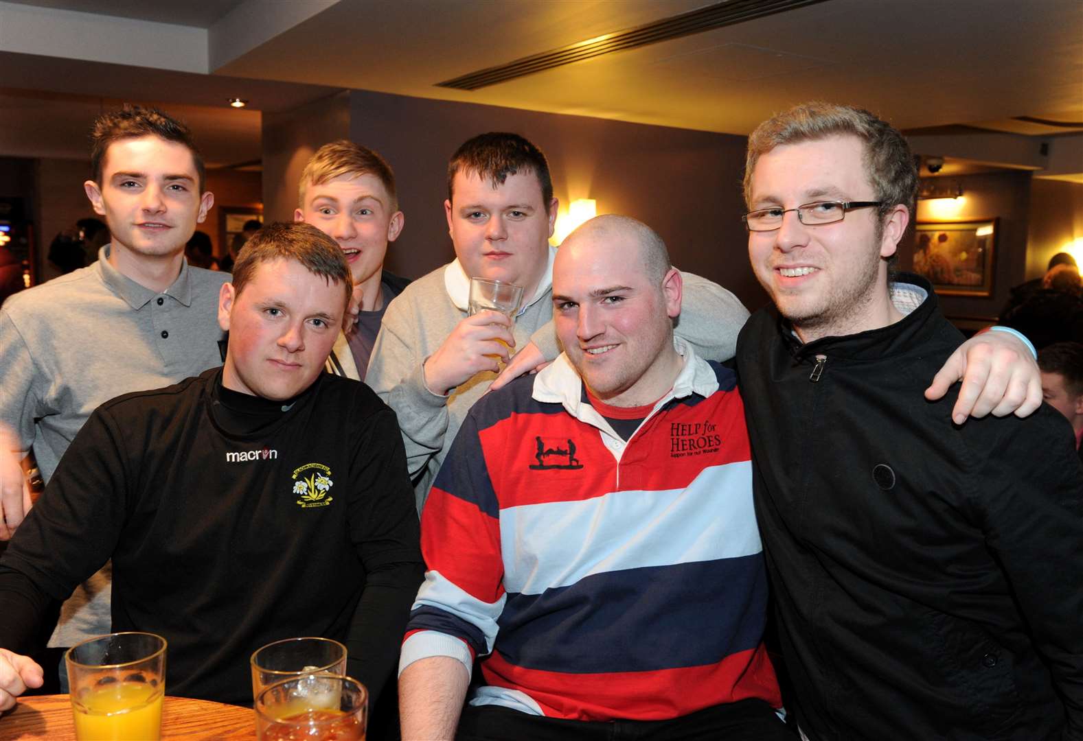 Cityseen , Callum Kelsey (centre,strips) has a farewell drink with friends before heading to Derbyshire with SSE . Picture: Gary Anthony.
