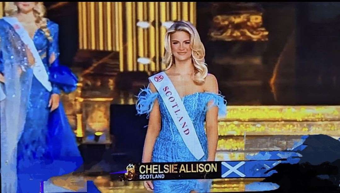 Chelsie Allison representing Scotland at the Miss World competition in India.