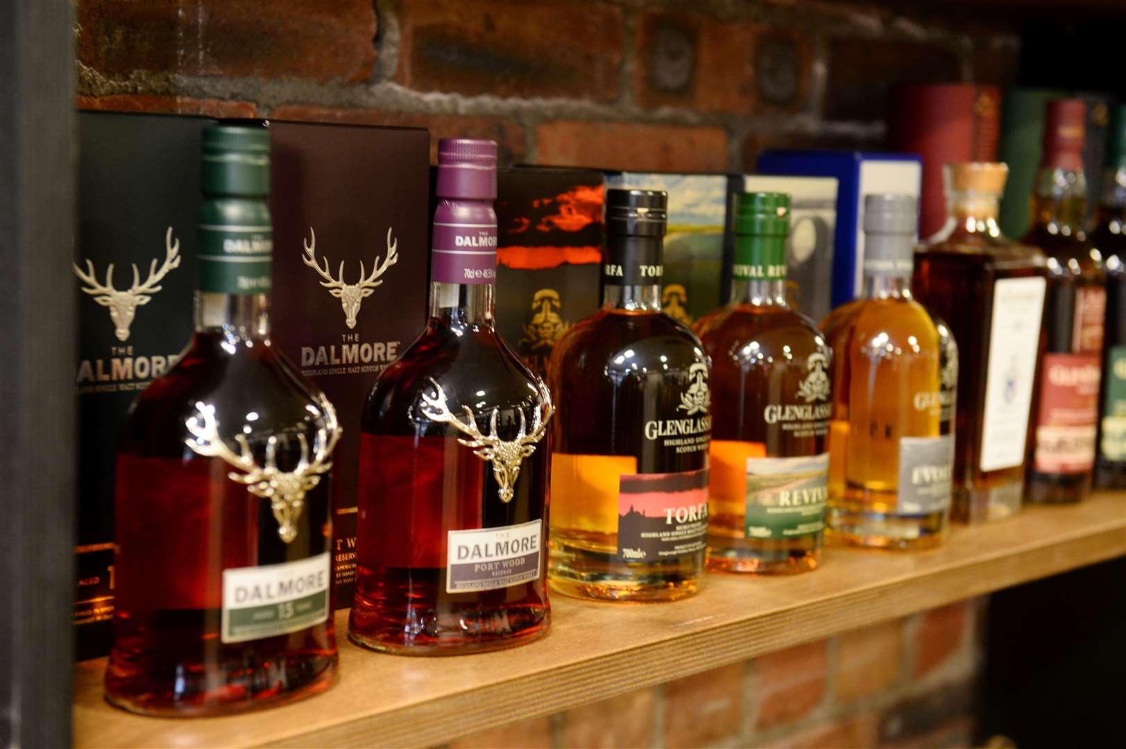 A selection of whisky delights on display.