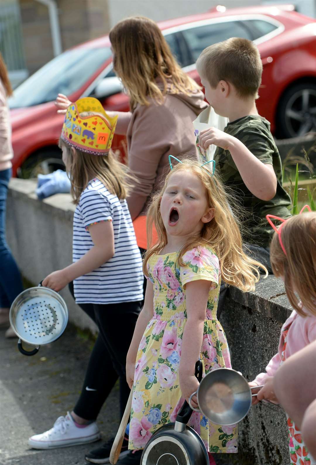 Pupils join in the sense of occasion during the Cradlehall Cavalcade.