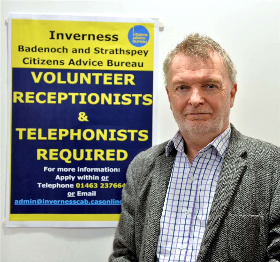 Alasdair Christie, manager of the local CAB, recently put out a plea for more volunteers amid a surge of inquiries about debt and employment rights. Picture: Callum Mackay.