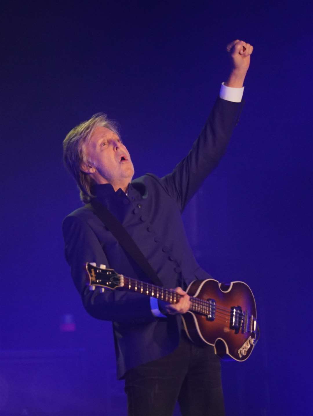 Sir Paul McCartney with a more recent bass guitar at Glastonbury Festival last year (Yui Mok/PA)