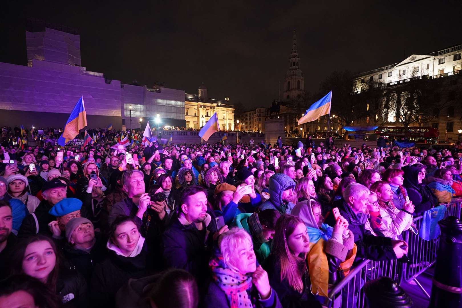 The crowd in Trafalgar Square (James Manning/PA)