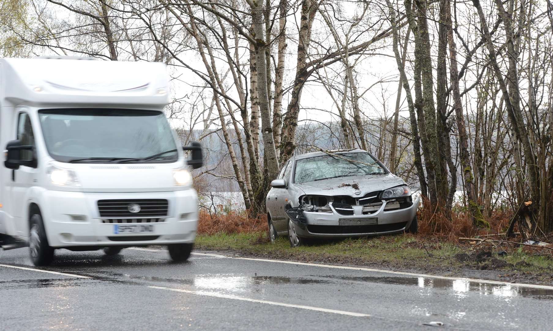 Aftermath of an accident on the A82.