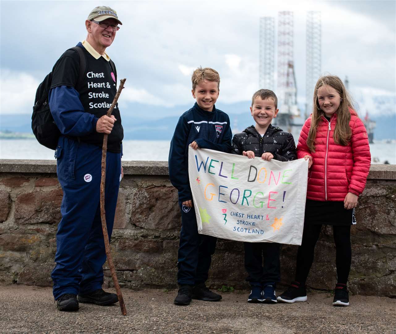 George Macleay with Nathan Dick, Vinnie Wood and Katie Dick at Cromarty. Picture: Pete Deigan