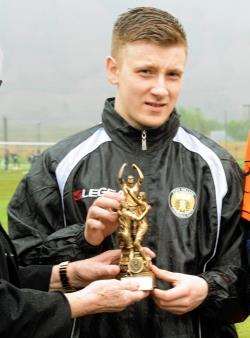 Ex-Fort winger James Mackay, pictured here picking up the club's young player of the year award last season, grabbed a goal on his Brora Rangers debut against Championship giants Rangers.