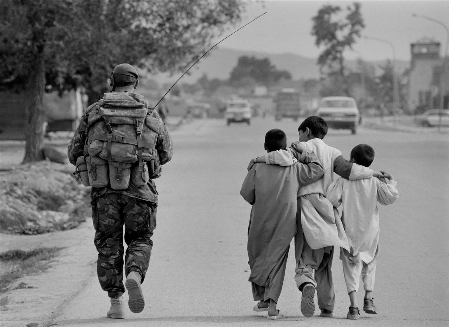 The photographer captured the relationship between peacekeeping forces and the local population. Picture: Nick Sidle.