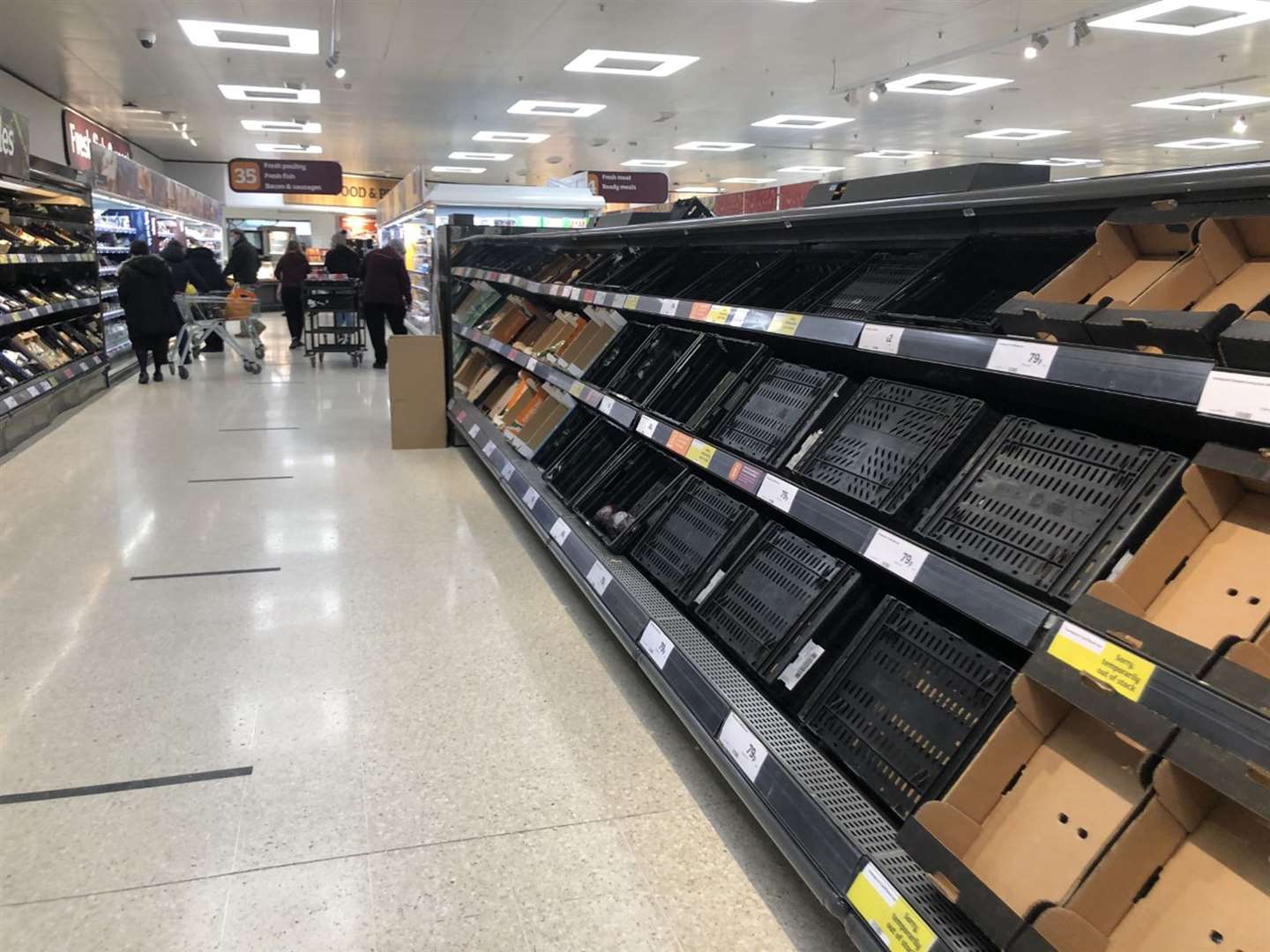Empty shelves were seen in some supermarkets in Northern Ireland in January (David Young/PA).