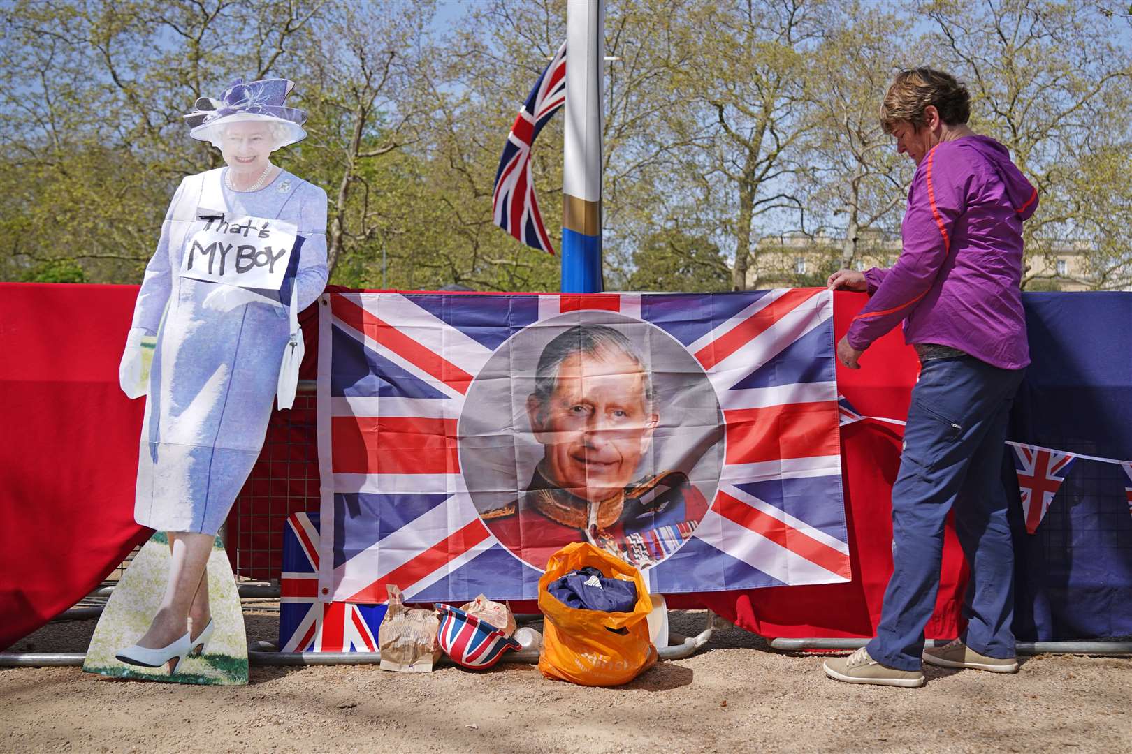 Royal fan Ardis Ryberg from Arkansas, US, who is camping out on The Mall, near Buckingham Palace in central London, ahead of the coronation( (Jonathan Brady/PA)
