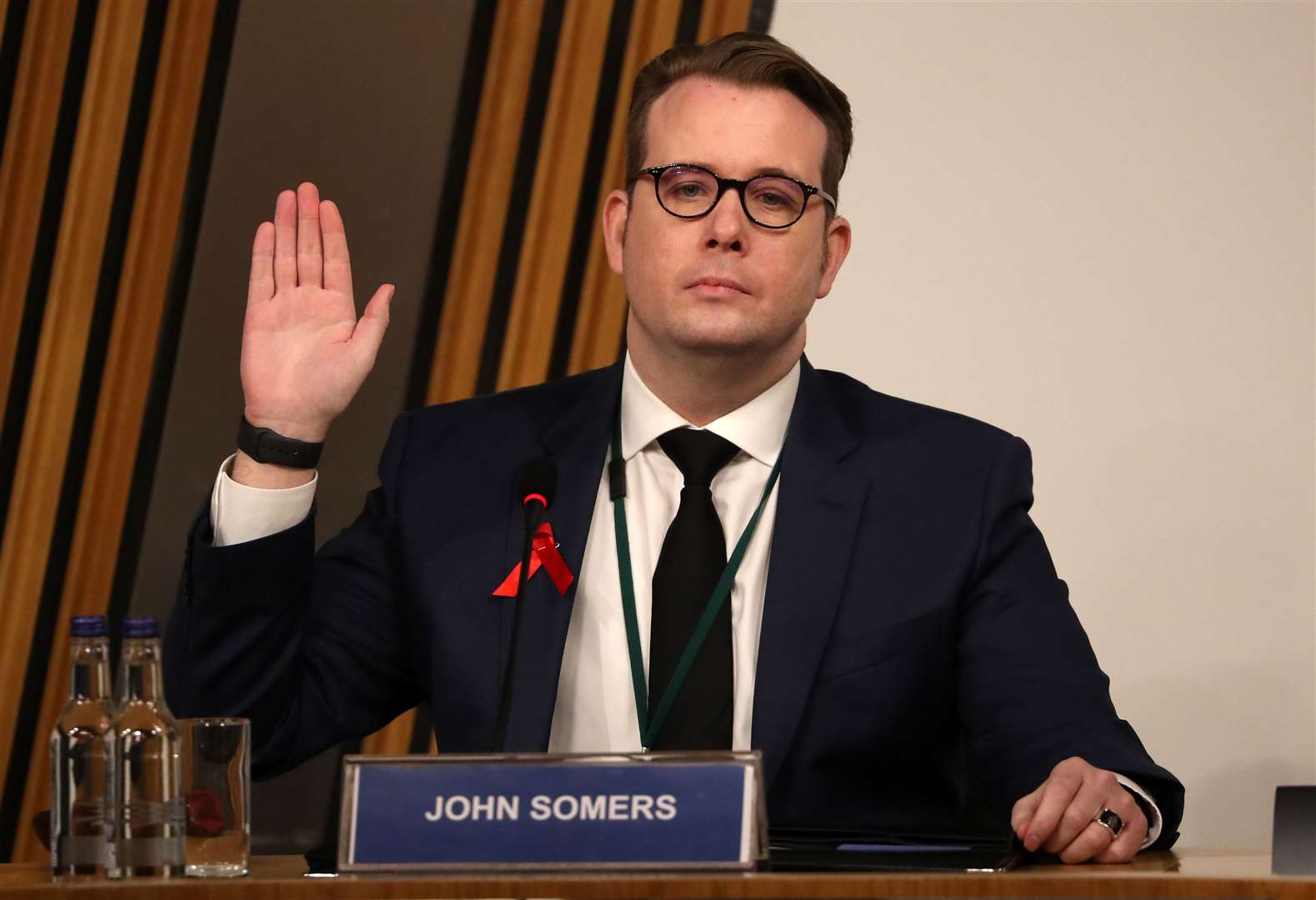 John Somers Principle Private Secretary to the First Minister gives evidence to a Scottish Parliament Harassment committee, at Holyrood in Edinburgh, examining the handling of harassment allegations against former first minister Alex Salmond (Andrew Milligan/PA)