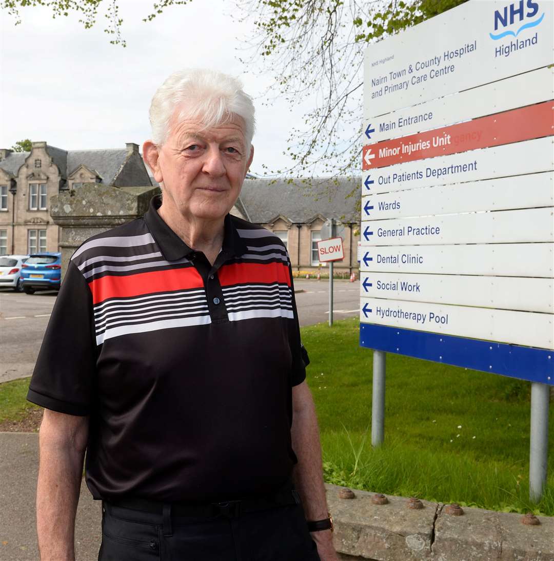 Alastair Noble at the entrance to Nairn Town & County Hospital.Picture Gary Anthony.