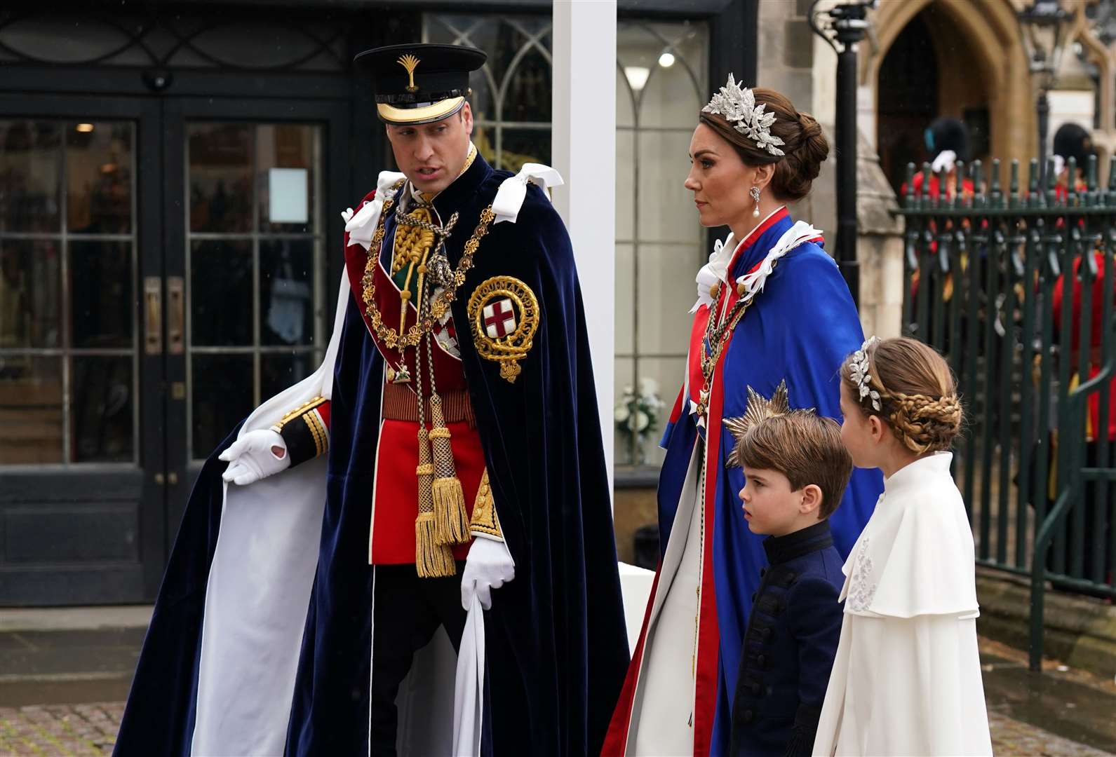 The Prince and Princess of Wales with Princess Charlotte and Prince Louis ahead of the coronation ceremony (Andrew Milligan/PA)
