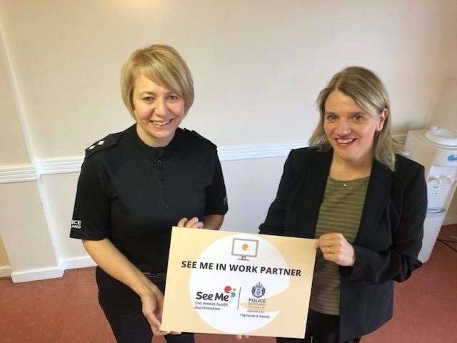 Inspector Judy Hill, of Police Scotland Highland and Islands Division, and Wendy Halliday, the interim director of See Me, announcing See Me’s Time To Talk Day which takes place today.