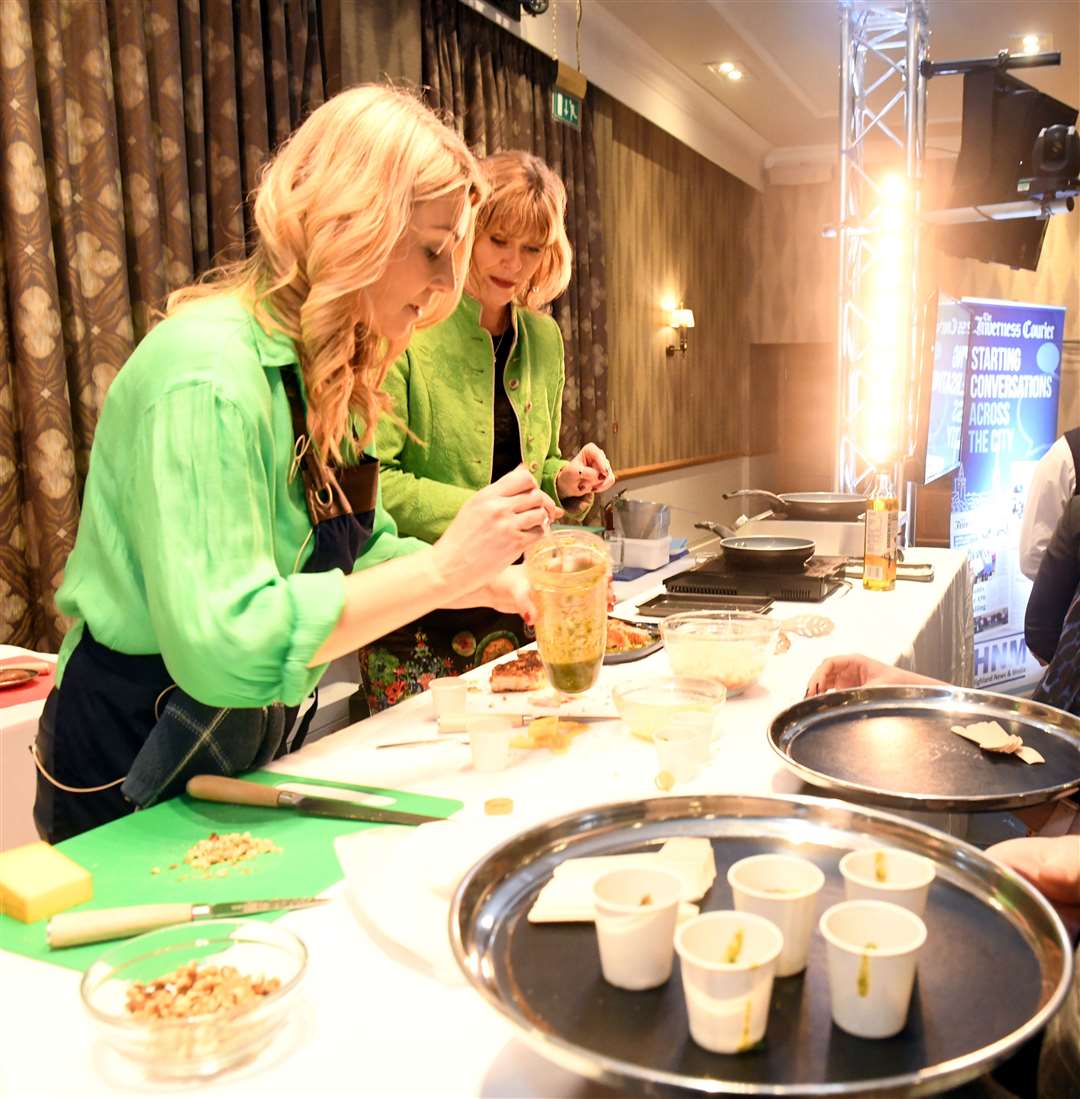 Dishing out samples of the food made. Picture: James Mackenzie.