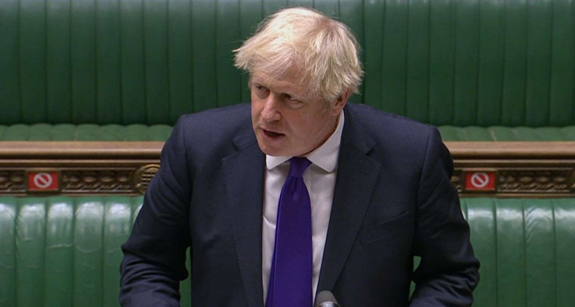 Prime Minister Boris Johnson addresses MPs (House of Commons/PA)