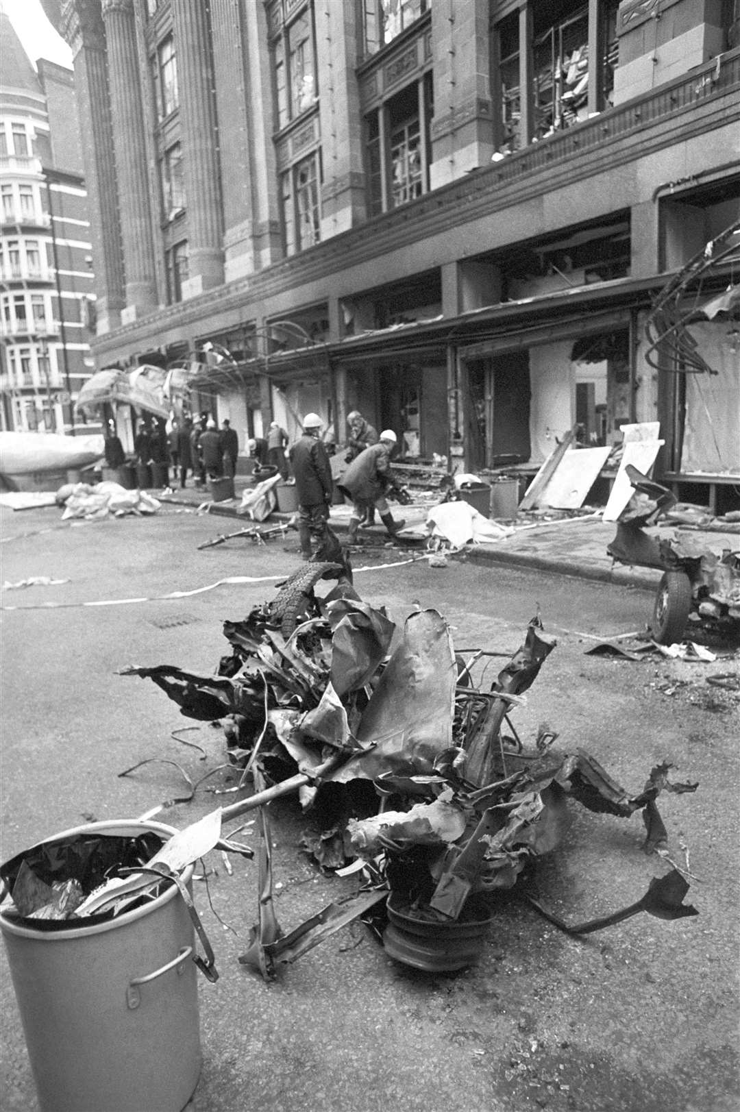 The remains of the Austin 1100 used in the car bomb attack (PA)