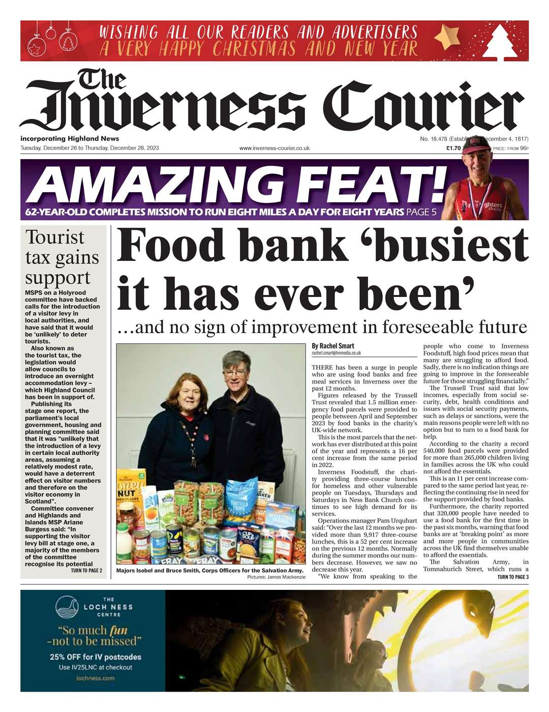 The Inverness Courier, December 26, front page.