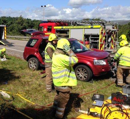 a9 crash trapped lorry after freed man car