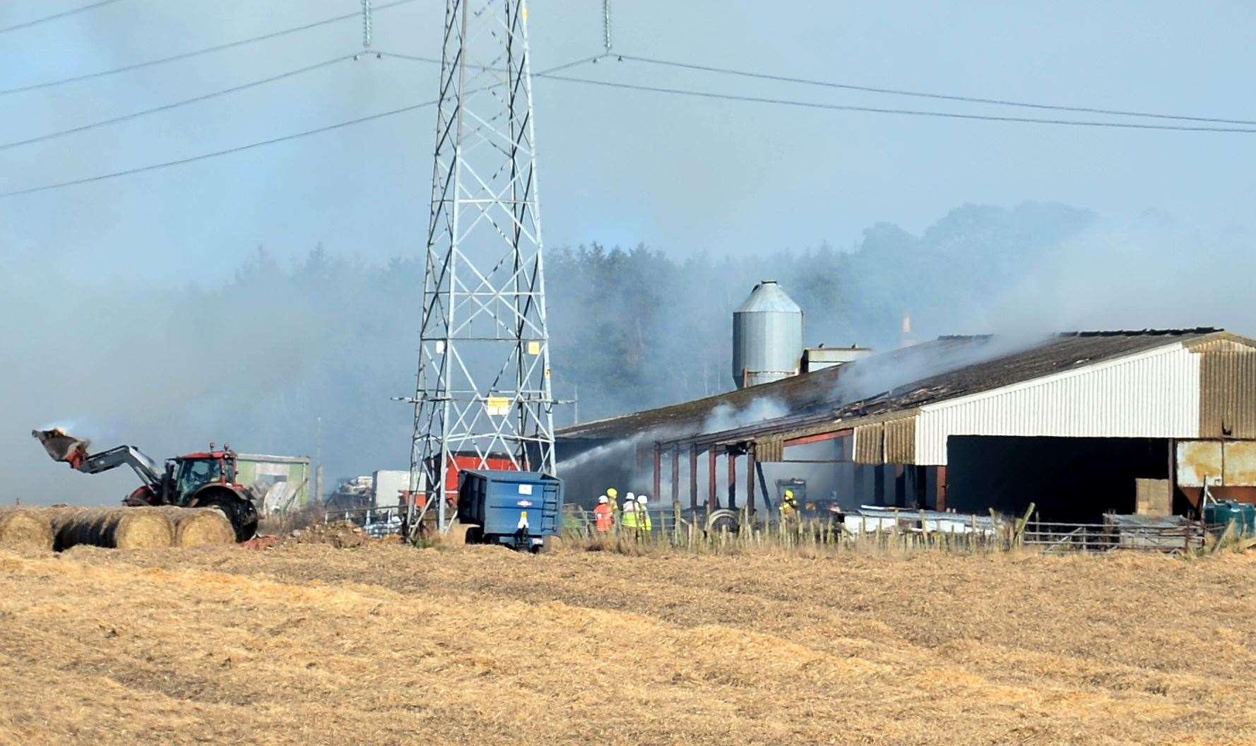 Fire in shed of Little Kildrummie Farm. Picture: HMN