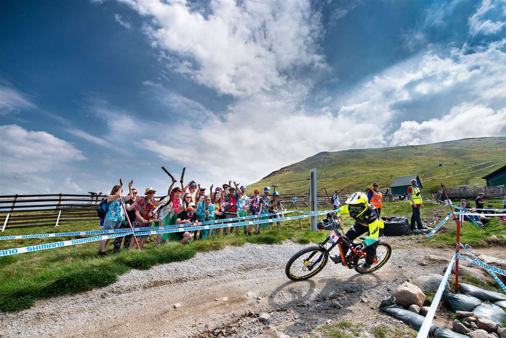 Spectators can get a fabulous view of the action by following the path alongside the course on Aonach Mor.
