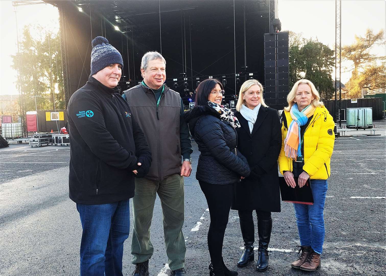 Liam Christie, David Haas, Morven Reid, Jackie Hendry and Donna Manson checking on preparations for the Red Hot Highland Fling.